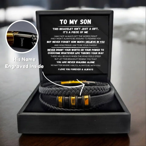 To My Son - Never Alone - Braided Bracelet Set