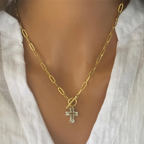 Hammered Cross Necklace – Statement of Faith Jewelry
