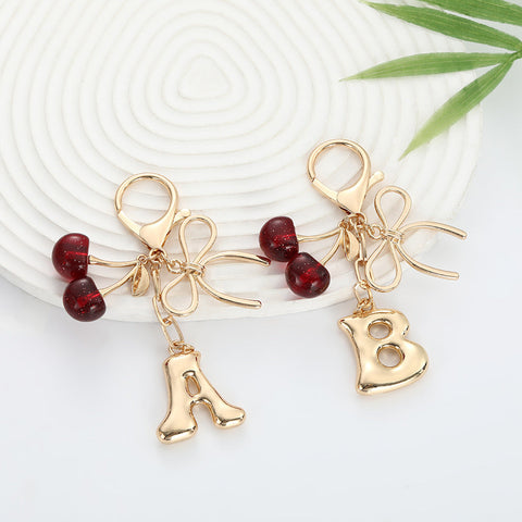 Bubble Initial Keychain with Cherry