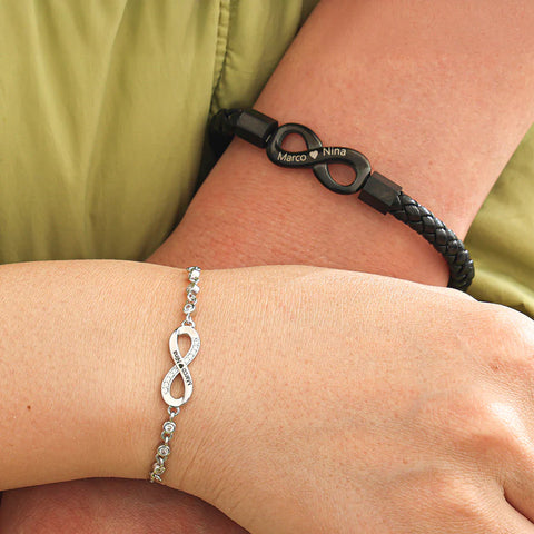 Infinity Bracelets Set with Engravings