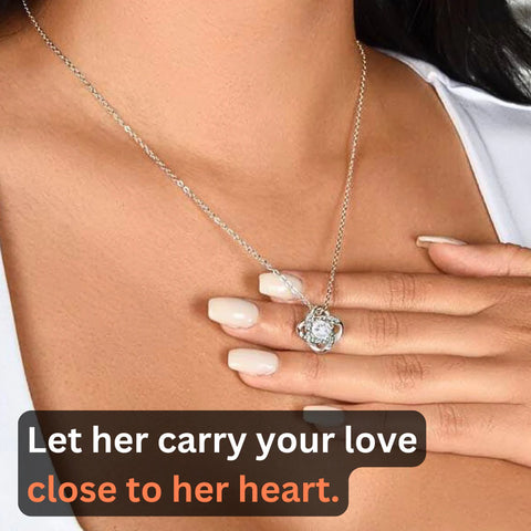 To My Bonus Daughter - "My Family Forever" Love Knot Necklace