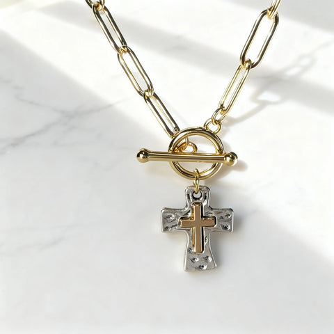 Hammered Cross Necklace – Statement of Faith Jewelry