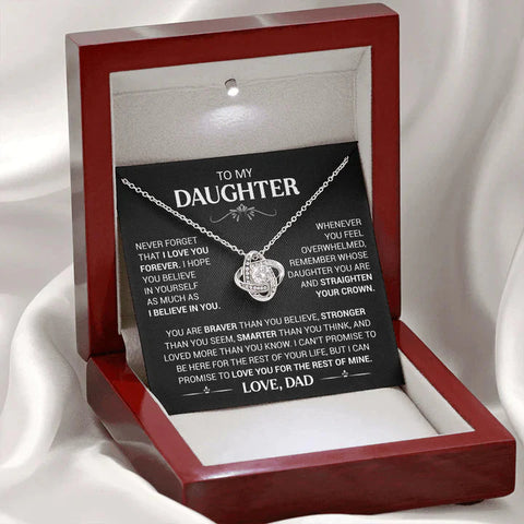 To My Daughter Necklace – Love Knot Gift Box & Card