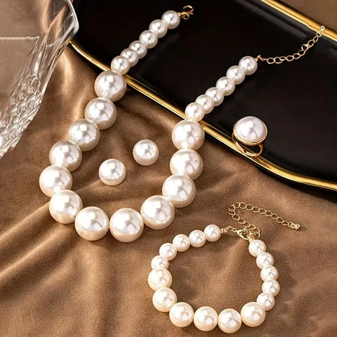 5pc Vintage Pearl Jewelry Set