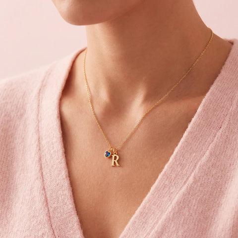 Amora Birthstone Initial Necklace