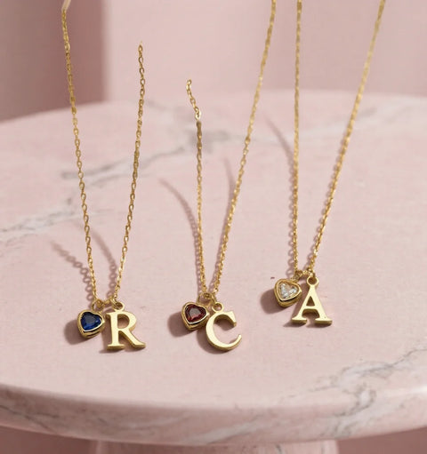 Amora Birthstone Initial Necklace